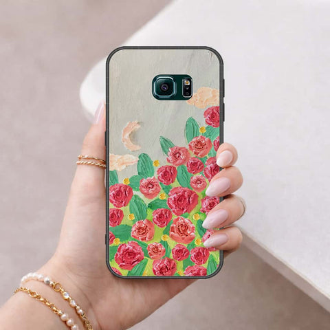 Samsung Galaxy S6 Edge Cover - Floral Series 4 - HQ Ultra Shine Premium Infinity Glass Soft Silicon Borders Case
