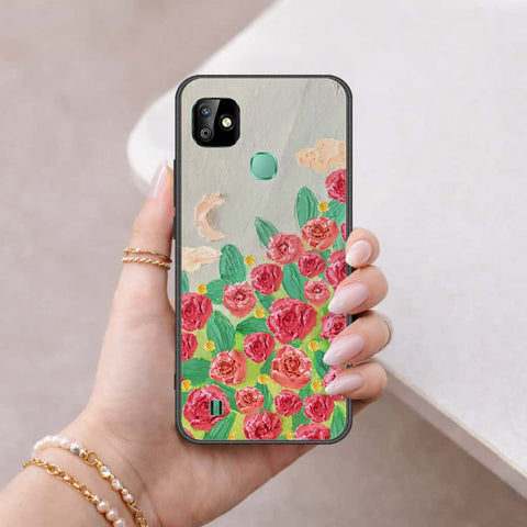 Infinix Smart HD 2021 Cover - Floral Series 4 - HQ Ultra Shine Premium Infinity Glass Soft Silicon Borders Case