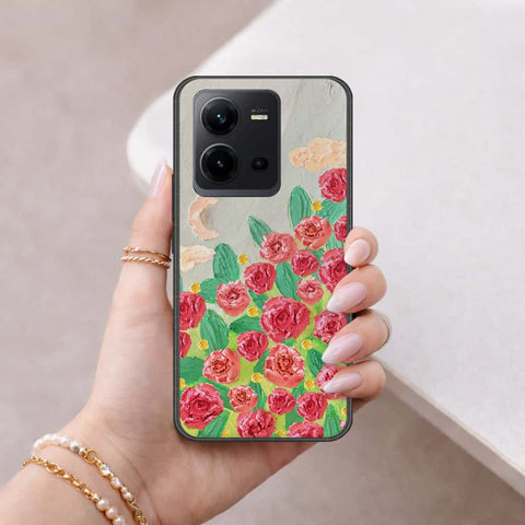 Vivo V25e Cover - Floral Series 4 - HQ Ultra Shine Premium Infinity Glass Soft Silicon Borders Case