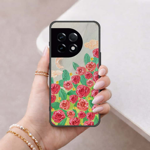 OnePlus 11 Cover - Floral Series 4 - HQ Ultra Shine Premium Infinity Glass Soft Silicon Borders Case