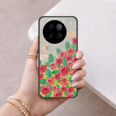 Vivo X90 Pro Cover - Floral Series 4 - HQ Ultra Shine Premium Infinity Glass Soft Silicon Borders Case