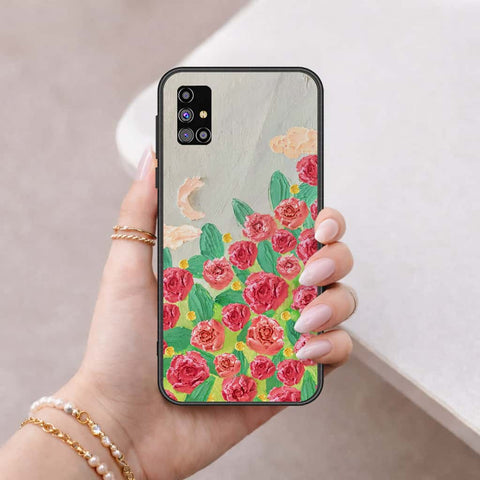 Samsung Galaxy M31s Cover - Floral Series 4 - HQ Ultra Shine Premium Infinity Glass Soft Silicon Borders Case