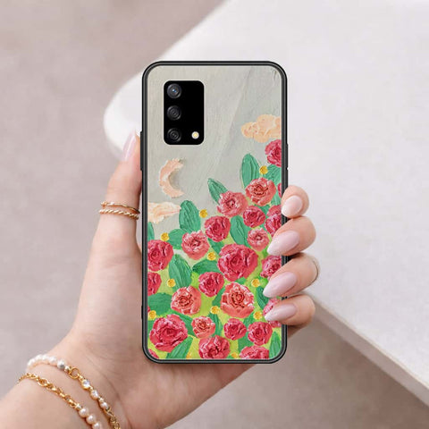 Oppo A74 Cover - Floral Series 4 - HQ Ultra Shine Premium Infinity Glass Soft Silicon Borders Case