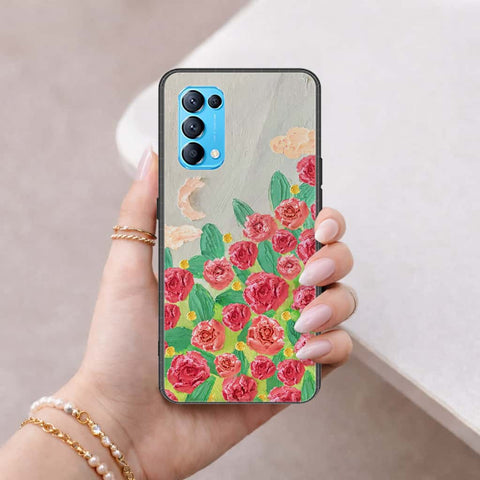 Oppo Reno 5 4G Cover - Floral Series 4 - HQ Ultra Shine Premium Infinity Glass Soft Silicon Borders Case