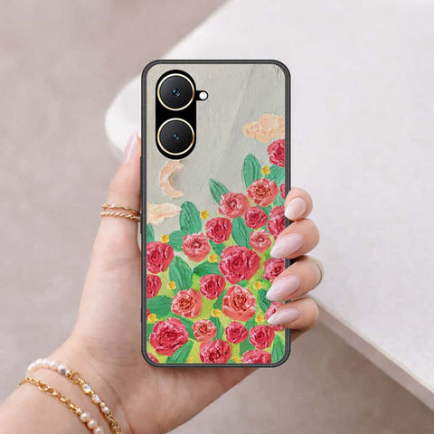 Vivo Y03 Cover - Floral Series 4 - HQ Ultra Shine Premium Infinity Glass Soft Silicon Borders Case