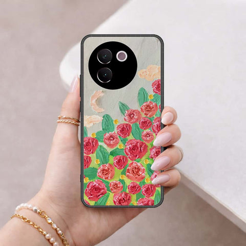 Vivo V30e Cover - Floral Series 4 - HQ Ultra Shine Premium Infinity Glass Soft Silicon Borders Case