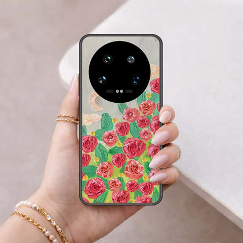 Xiaomi 14 Ultra Cover - Floral Series 4 - HQ Ultra Shine Premium Infinity Glass Soft Silicon Borders Case