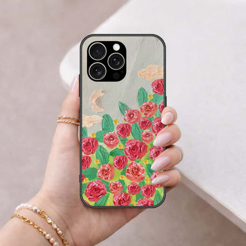 IPhone 15 Pro Cover - Floral Series 4 - HQ Ultra Shine Premium Infinity Glass Soft Silicon Borders Case
