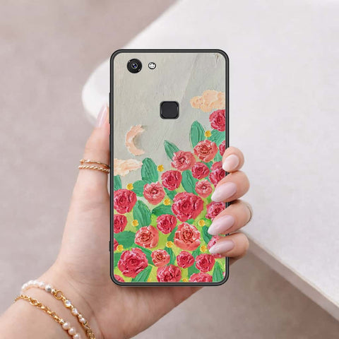 Vivo V7 Cover - Floral Series 4 - HQ Ultra Shine Premium Infinity Glass Soft Silicon Borders Case
