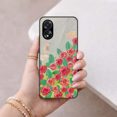 Oppo A38 Cover - Floral Series 4 - HQ Ultra Shine Premium Infinity Glass Soft Silicon Borders Case