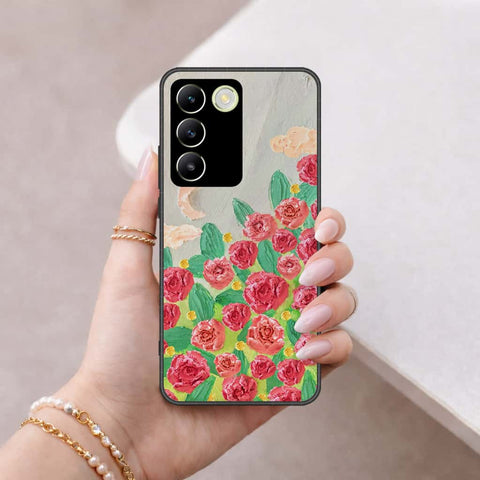 Vivo V30 Lite 4G Cover - Floral Series 4 - HQ Ultra Shine Premium Infinity Glass Soft Silicon Borders Case