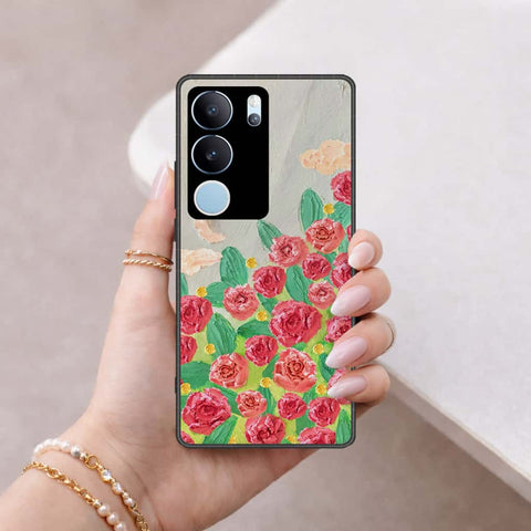 Vivo S17 Cover - Floral Series 4 - HQ Ultra Shine Premium Infinity Glass Soft Silicon Borders Case