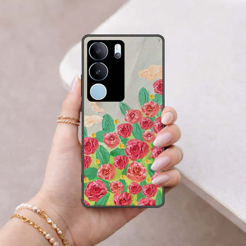 Vivo V29 Pro Cover - Floral Series 4 - HQ Ultra Shine Premium Infinity Glass Soft Silicon Borders Case