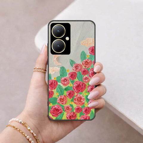 Vivo Y27 Cover - Floral Series 4 - HQ Ultra Shine Premium Infinity Glass Soft Silicon Borders Case