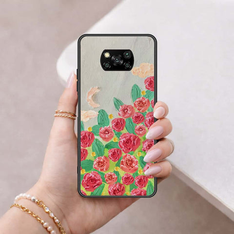 Xiaomi Poco X3 Cover - Floral Series 4 - HQ Ultra Shine Premium Infinity Glass Soft Silicon Borders Case