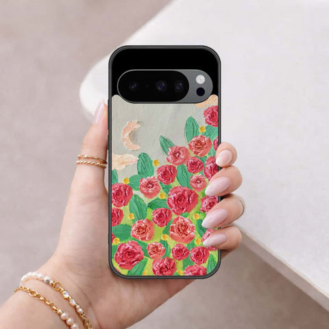 Google Pixel 10 Pro Cover - Floral Series 4 - HQ Ultra Shine Premium Infinity Glass Soft Silicon Borders Case
