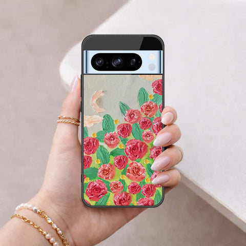 Google Pixel 8 Pro Cover - Floral Series 4 - HQ Ultra Shine Premium Infinity Glass Soft Silicon Borders Case