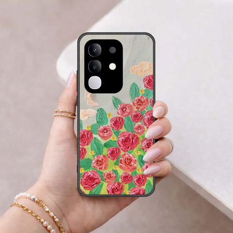Vivo Y300t Cover - Floral Series 4 - HQ Ultra Shine Premium Infinity Glass Soft Silicon Borders Case