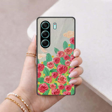 Tecno Camon 40 Pro Cover - Floral Series 4 - HQ Ultra Shine Premium Infinity Glass Soft Silicon Borders Case