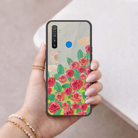 Realme 5 Cover - Floral Series 4 - HQ Ultra Shine Premium Infinity Glass Soft Silicon Borders Case