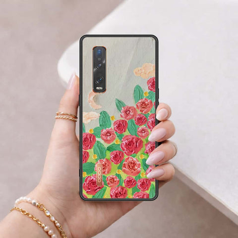 Oppo Find X2 Pro Cover - Floral Series 4 - HQ Ultra Shine Premium Infinity Glass Soft Silicon Borders Case