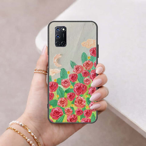 Oppo A92 Cover - Floral Series 4 - HQ Ultra Shine Premium Infinity Glass Soft Silicon Borders Case