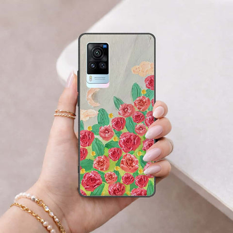Vivo X60 Cover - Floral Series 4 - HQ Ultra Shine Premium Infinity Glass Soft Silicon Borders Case