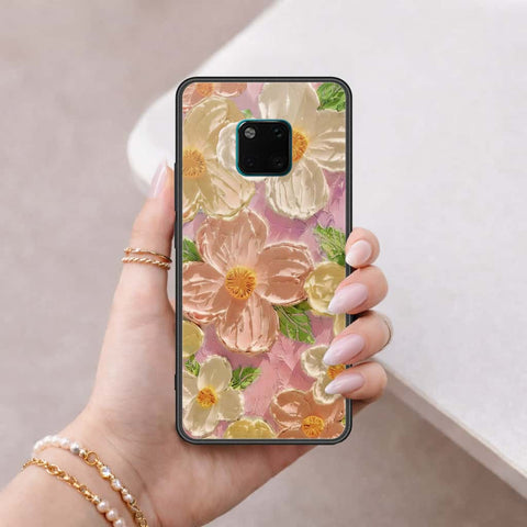 Huawei Mate 20 Pro Cover - Floral Series 4 - HQ Ultra Shine Premium Infinity Glass Soft Silicon Borders Case