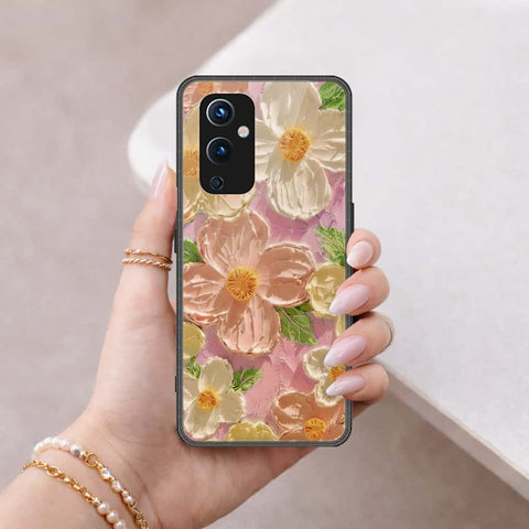 OnePlus 9 Cover - Floral Series 4 - HQ Ultra Shine Premium Infinity Glass Soft Silicon Borders Case