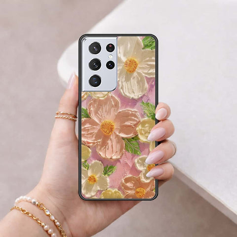 Samsung Galaxy S21 Ultra 5G Cover - Floral Series 4 - HQ Ultra Shine Premium Infinity Glass Soft Silicon Borders Case
