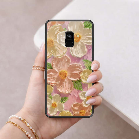 Samsung Galaxy A8 2018 Cover - Floral Series 4 - HQ Ultra Shine Premium Infinity Glass Soft Silicon Borders Case