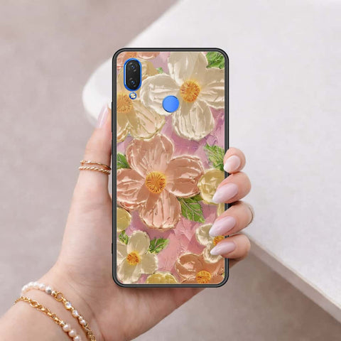 Huawei P Smart Plus Cover - Floral Series 4 - HQ Ultra Shine Premium Infinity Glass Soft Silicon Borders Case