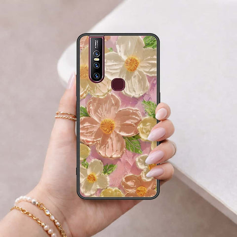 Vivo V15 Cover - Floral Series 4 - HQ Ultra Shine Premium Infinity Glass Soft Silicon Borders Case