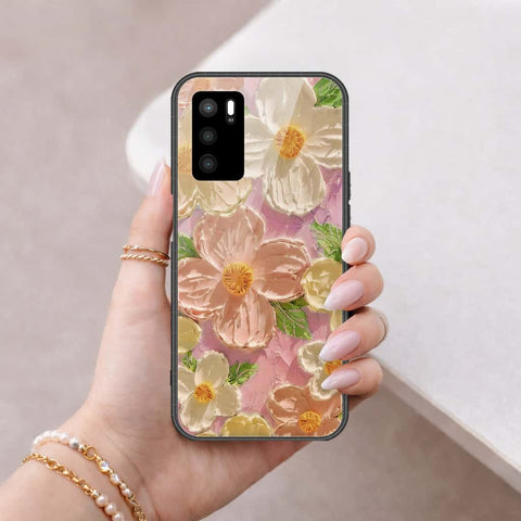Oppo A16 Cover - Floral Series 4 - HQ Ultra Shine Premium Infinity Glass Soft Silicon Borders Case