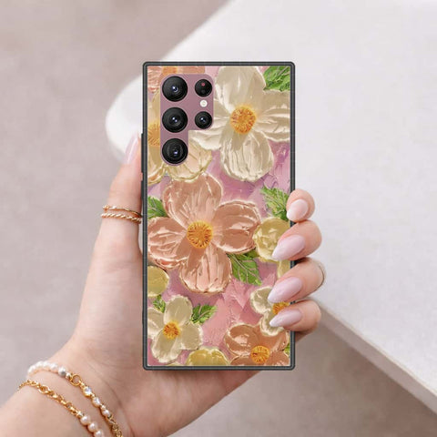 Samsung Galaxy S22 Ultra 5G Cover - Floral Series 4 - HQ Ultra Shine Premium Infinity Glass Soft Silicon Borders Case