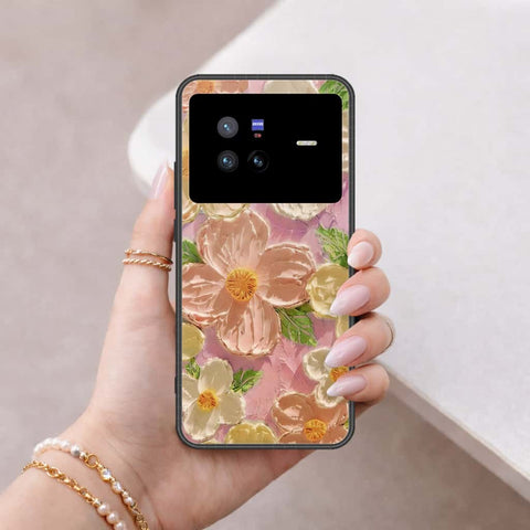 Vivo X80 Cover - Floral Series 4 - HQ Ultra Shine Premium Infinity Glass Soft Silicon Borders Case
