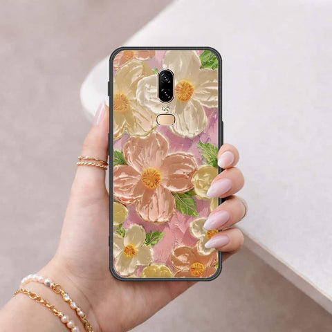 OnePlus 6 Cover - Floral Series 4 - HQ Ultra Shine Premium Infinity Glass Soft Silicon Borders Case