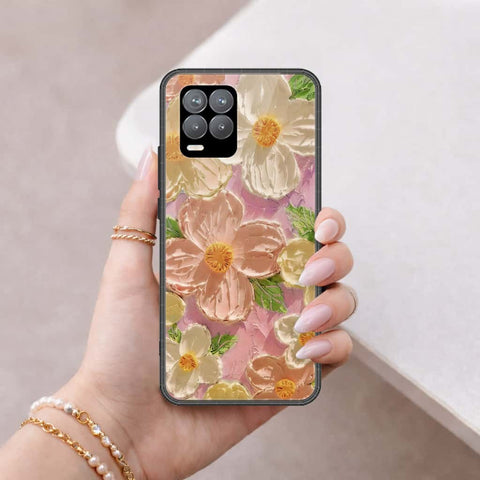 Realme 8 Cover - Floral Series 4 - HQ Ultra Shine Premium Infinity Glass Soft Silicon Borders Case