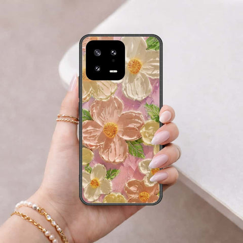 Xiaomi 13 Cover - Floral Series 4 - HQ Ultra Shine Premium Infinity Glass Soft Silicon Borders Case