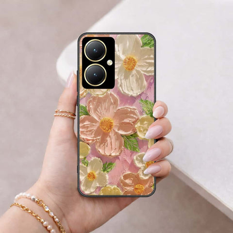 Vivo Y35m Plus Cover - Floral Series 4 - HQ Ultra Shine Premium Infinity Glass Soft Silicon Borders Case