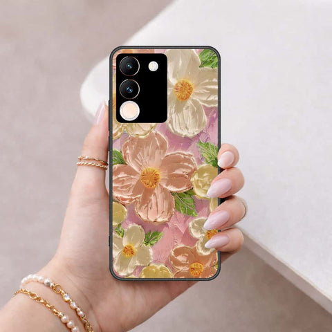 Vivo V29e Cover - Floral Series 4 - HQ Ultra Shine Premium Infinity Glass Soft Silicon Borders Case