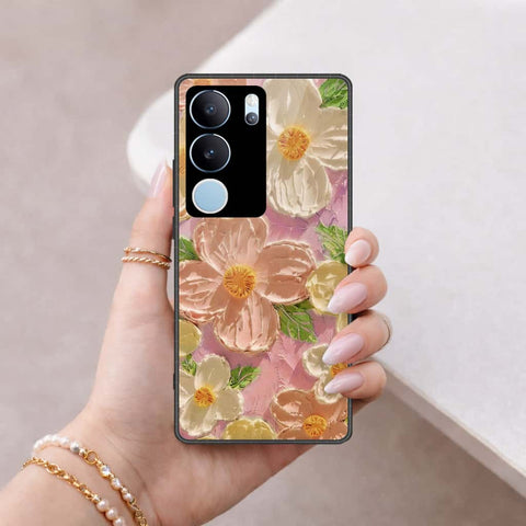 Vivo S17 Cover - Floral Series 4 - HQ Ultra Shine Premium Infinity Glass Soft Silicon Borders Case