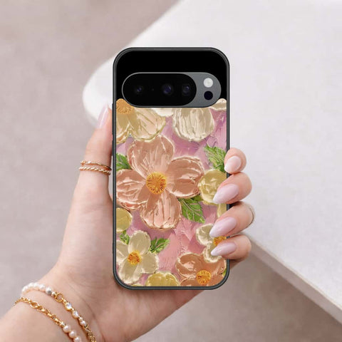 Google Pixel 9 Pro Cover - Floral Series 4 - HQ Ultra Shine Premium Infinity Glass Soft Silicon Borders Case