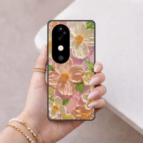 Vivo V40 Cover - Floral Series 4 - HQ Ultra Shine Premium Infinity Glass Soft Silicon Borders Case
