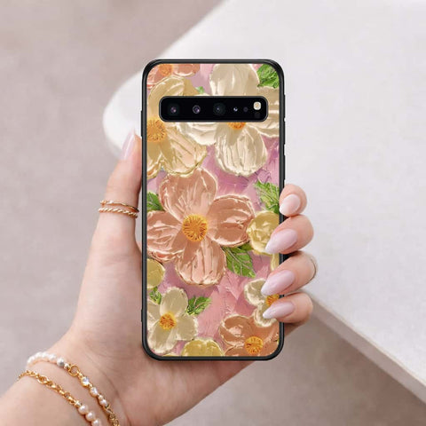 Samsung Galaxy S10 5G Cover - Floral Series 4 - HQ Ultra Shine Premium Infinity Glass Soft Silicon Borders Case