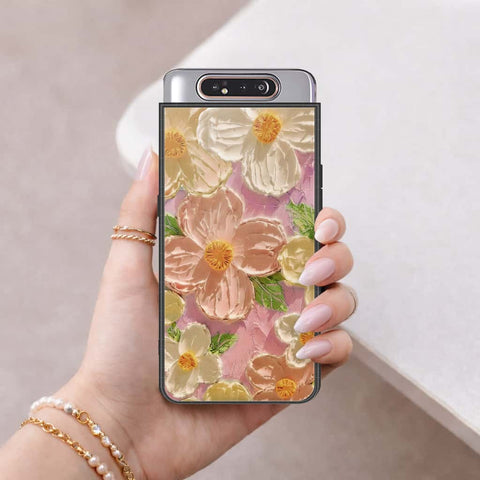 Samsung Galaxy A80 Cover - Floral Series 4 - HQ Ultra Shine Premium Infinity Glass Soft Silicon Borders Case