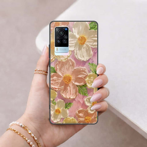 Vivo X60 Cover - Floral Series 4 - HQ Ultra Shine Premium Infinity Glass Soft Silicon Borders Case