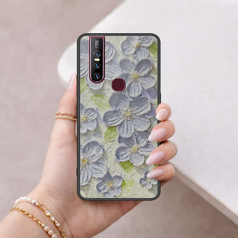 Vivo V15 Cover - Floral Series 4 - HQ Ultra Shine Premium Infinity Glass Soft Silicon Borders Case