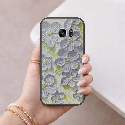 Samsung Galaxy S7 Cover - Floral Series 4 - HQ Ultra Shine Premium Infinity Glass Soft Silicon Borders Case