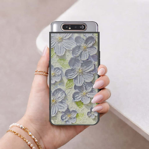 Samsung Galaxy A80 Cover - Floral Series 4 - HQ Ultra Shine Premium Infinity Glass Soft Silicon Borders Case